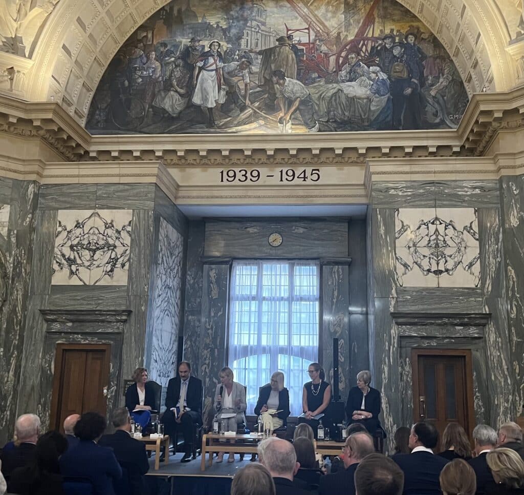 Theresa May at a modern slavery and supply chains event hosted by the Sheriff of the City of London and Justice and Care.